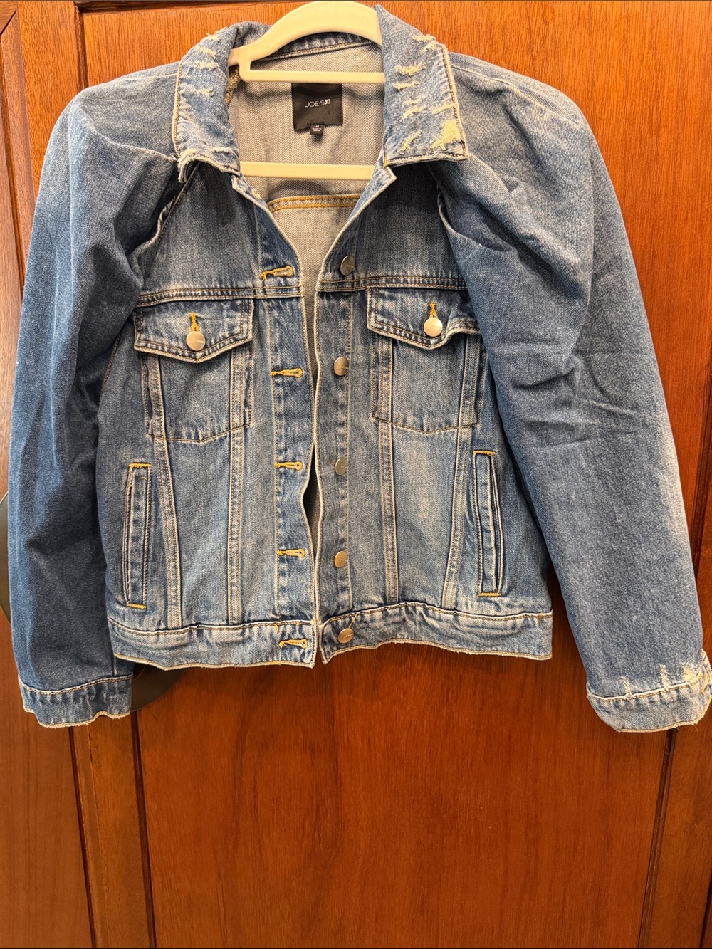 Joe Jeans Women’s Classic Medium Wash Denim Jacket Puffy Sleeves Size Medium